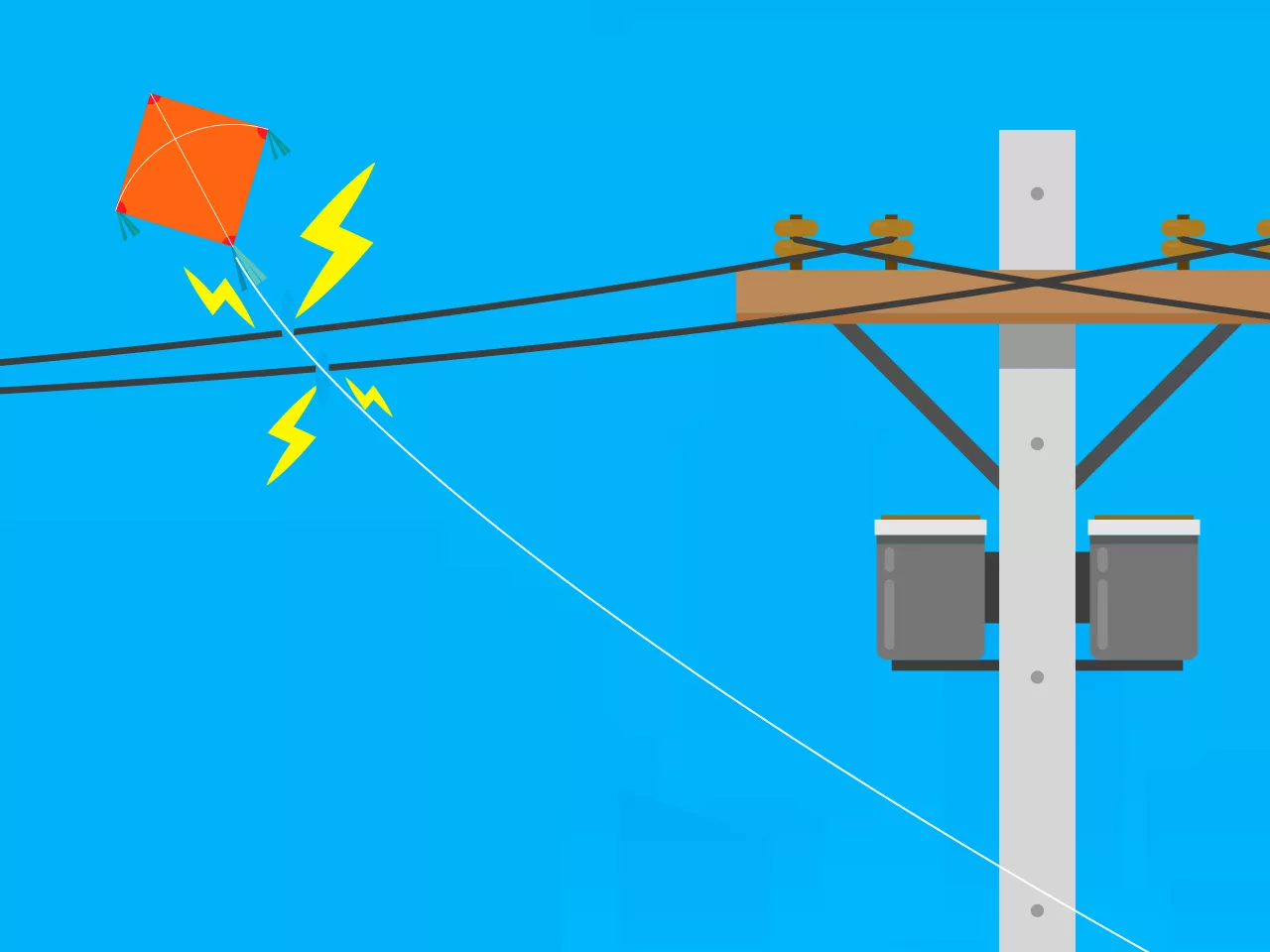 Em época de pipa, os acidentes aumentam. Por isso, cuidado com a rede elétrica!